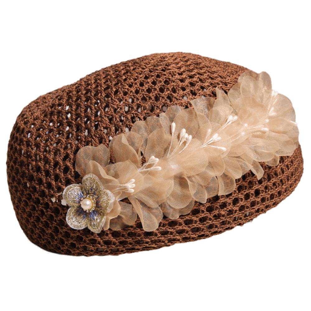 French Hollow Out Beret Ethnic Women Knit Fabric Cap Fashion Floral Painter hat Leisure