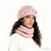 TEMU Зимний Набор Шапка Шарф Женский Защита от Холода и Теплая Вязаная Шапка Защита Ушей Голова Шерстяная Шапка