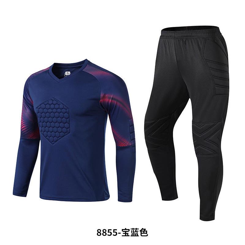 Football goalkeeper jersey set Men's adult long-sleeved sponge pads Game training goalkeeper jersey Spot wholesale