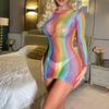 Fun One-piece Color Big Net Long-sleeved Hip Skirt Fishing Net Multicolored Sexy Net Socks