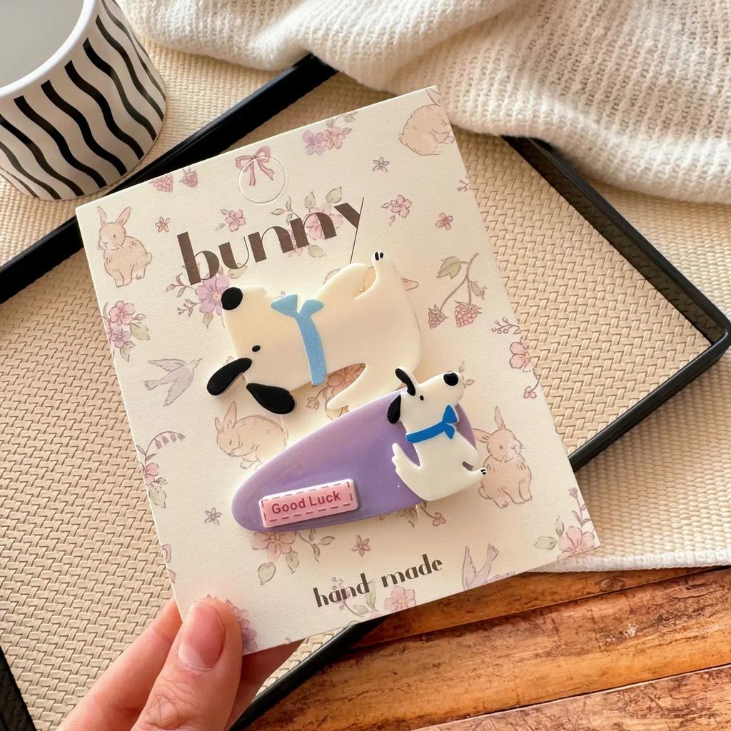 2 шт. заколки для волос с изображением мультяшного кролика для детей, цветные акриловые забавные заколки для волос в виде животных, аксессуары для волос для девочек