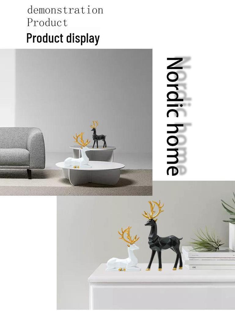 Nordic Resin Origami Elk Ornament for Living Room Decoration - Housewarming Gift