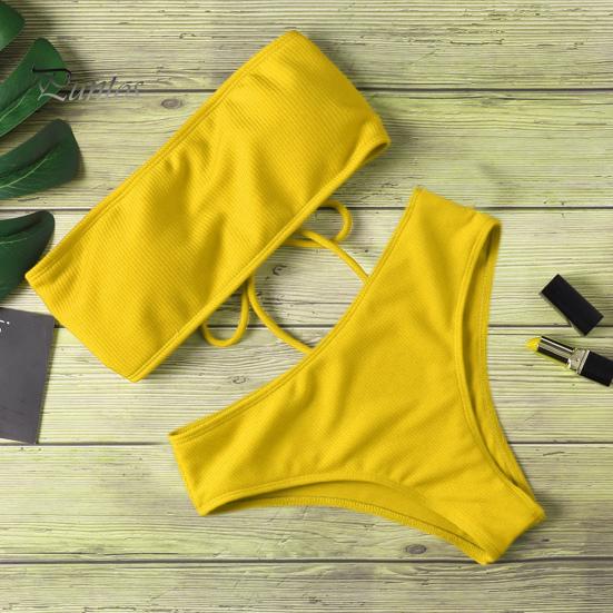 1 комплект, стильный эластичный комплект бикини без рукавов, бикини с разрезом, летний пляжный купальный костюм, женская одежда