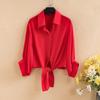 Chiffon Shirt Solid Color Loose-fitting Cardigan Seaside Sunscreen Clothing Summer Air-conditioned Shirt with Skirt Small Shawl Women