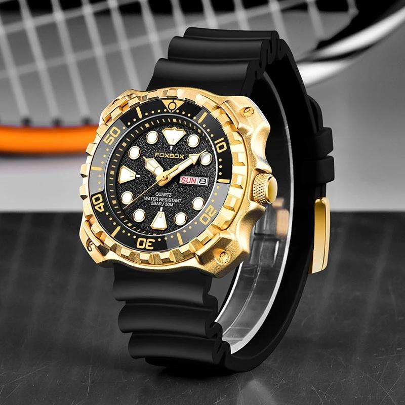 Модные мужские часы, лучший бренд, роскошные спортивные часы с большим циферблатом для мужчин, водонепроницаемые светящиеся часы, кварцевые часы с датой