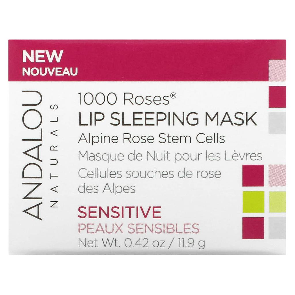 Andalou Naturals 1000 Roses, маска для губ Lip Sleeping Beauty, для чувствительной кожи, 0,42 унции (11,9 г)