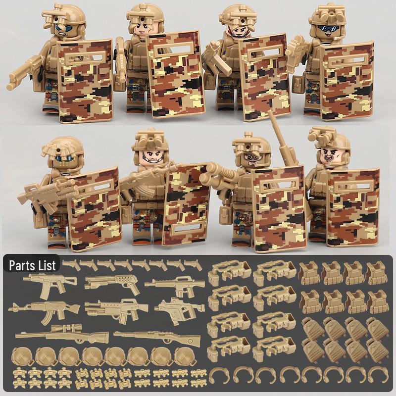 Cross-border Compatible Lego Military Minifigure Set: Police Ghost Special Forces for Educational Assembly.