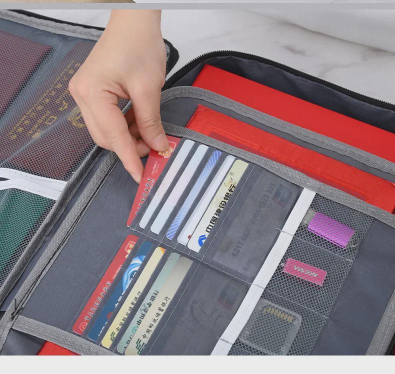 Большая огнестойкая и водонепроницаемая сумка для хранения дорожных документов - безопасный органайзер для паспортов и файлов