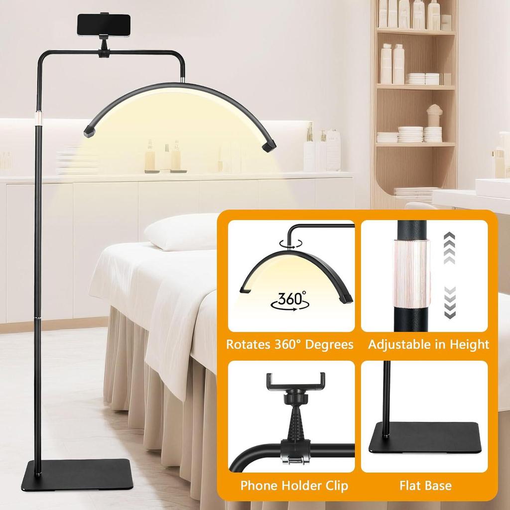 Диммируемая U-образная кольцевая лампа для наращивания ресниц, нейл-арта, татуажа бровей и защиты глаз.