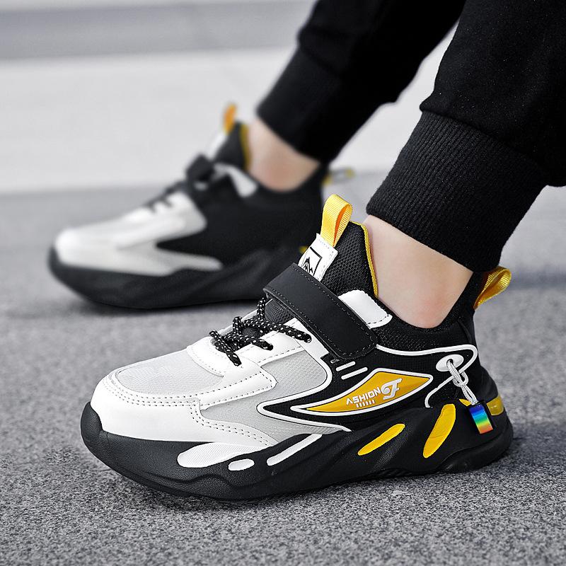 1879 обувь для мальчиков осень и зима кожаные кроссовки для детей среднего и старшего возраста детские весенние сетчатые дышащие кроссовки для бега для мальчиков