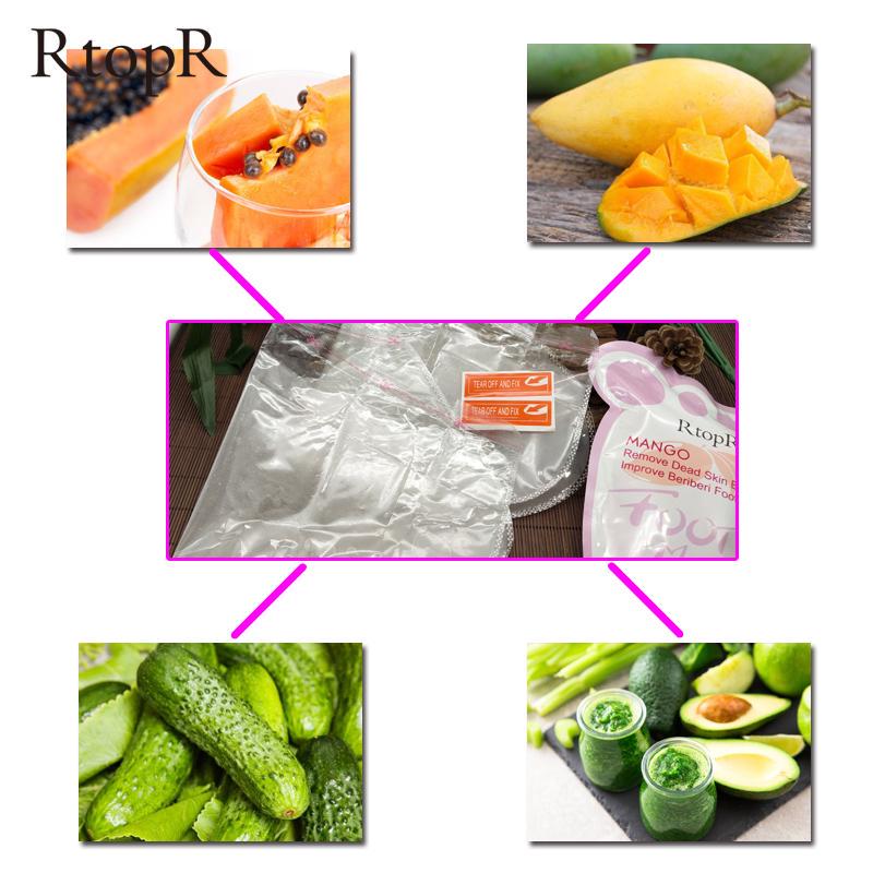 RtopR Mango Foot Mask Peel Dead Whitening Moisturizing Exfoliating Renewal Pedicure Remove Dead Skin Heel Socks Peeling Foot Care