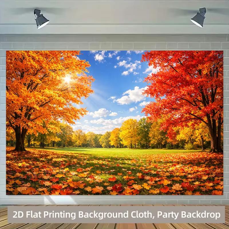 2D Vibrant Colorful Autumn Leaves Nature Backdrop Cloth