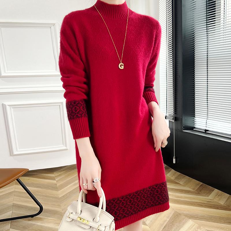 Женское кашемировое платье Qinghe кашемир 30% кашемир 70% шерсть осенне-зимняя кашемировая юбка мягкая и теплая