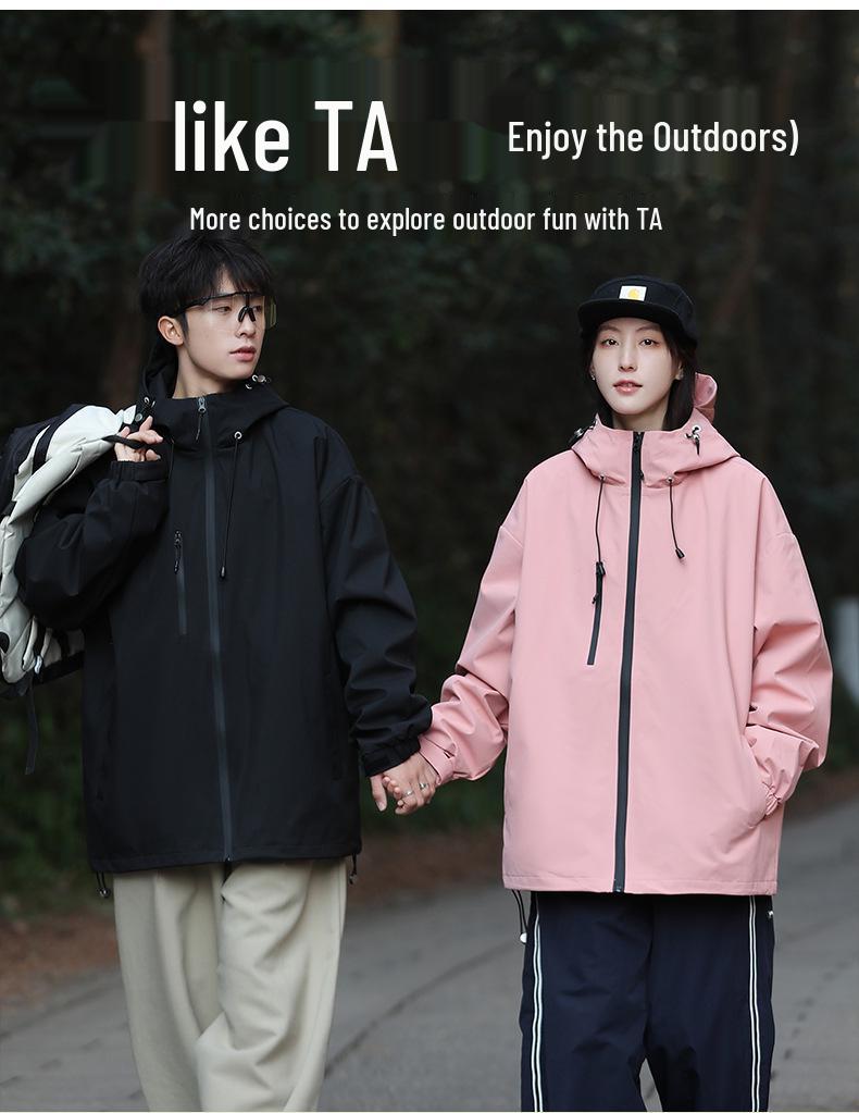 2024 Unisex Windproof Outdoor Shell Jacket with Removable Hood for Spring/Autumn