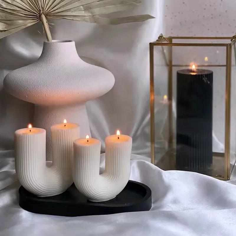 U-Shaped Home Decorative Candle Geometric Scented Candles Rainbow Bridge Room Decor Aroma Candles Decorations Aromatherapy Velas