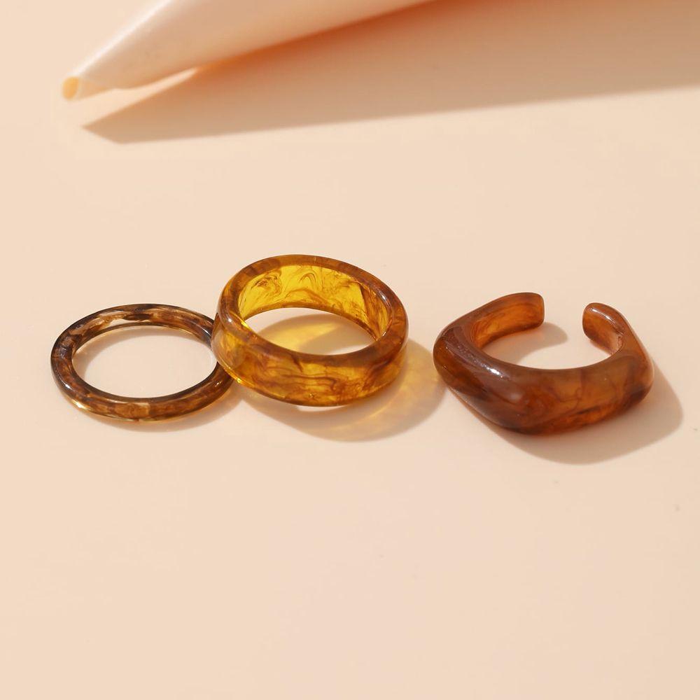 Colourful Square Geometric Resin Round Women Open Ring Korean Style Ring Fashion Jewelry Acrylic