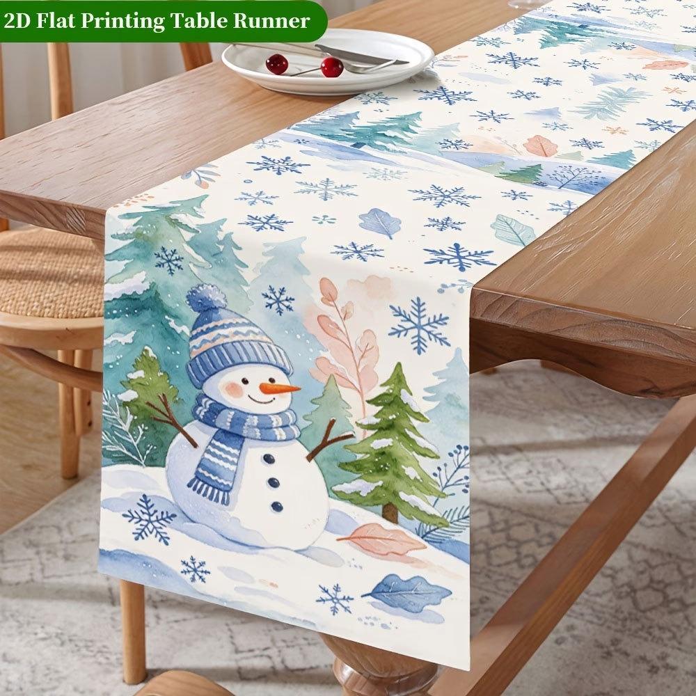 Soft Fabric Christmas Tablecloth Vintage Printed Xmas Table Flag Christmas Table Runner Christmas