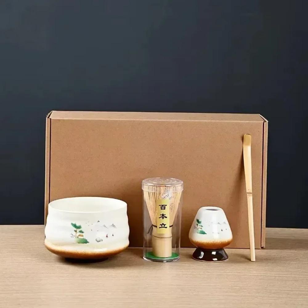 Набор для приготовления японского матча из 4 предметов 7 предметов/набор Бамбуковый венчик Щетка для матча Чайная ложка Керамический чайный сервиз Инструменты для приготовления чая для магазина напитков