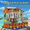 2096PCS Harbor Restaurant Building Blocks Seaside Street View House Construction MOC Bricks Toys Children's Christmas Gifts No Box