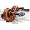 Feeby Five piece picture canvas print, Violin and notes