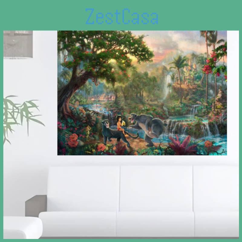 Холст Настенное Искусство Принцесса Русалочка Для Современного Сказочного Декора Спальни Мультяшный Стиль Красочная Картина С Рамкой Распылением Различные Размеры