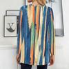 Women Plus Size Round Neck Long Sleeve Striped Printed Loose Longline T Shirt With Pockets