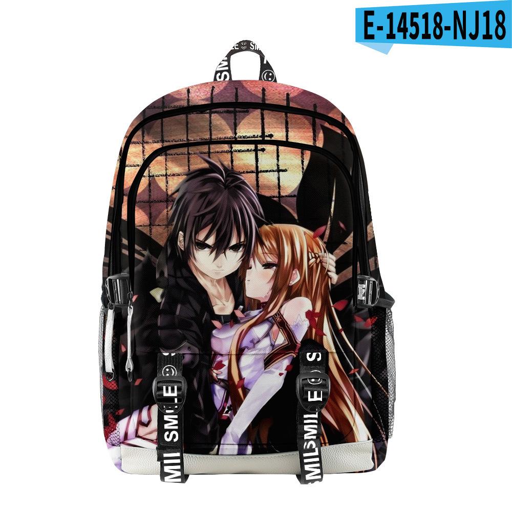 Классические Новые Школьные Сумки Sword Art Online Унисекс 3D Печать Оксфорд Водонепроницаемый Многофункциональные Рюкзаки для Путешествий