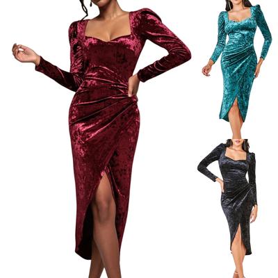 Женское модное однотонное платье для вечеринок, облегающее, юбка-карандаш, элегантное, с длинными рукавами