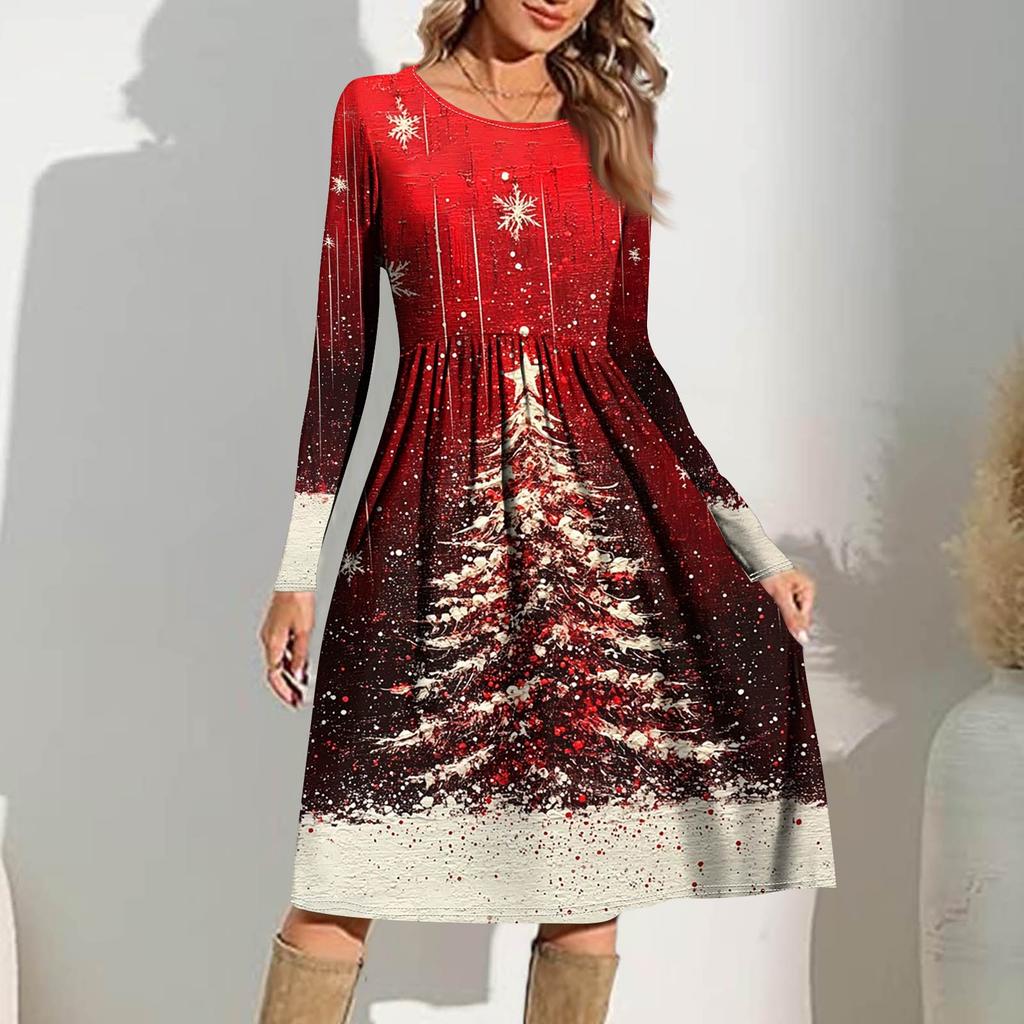 Женское повседневное платье с градиентным принтом, весеннее, с карманом, с круглым вырезом, с длинным рукавом