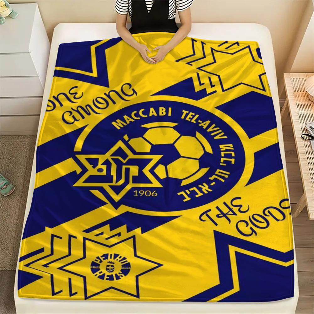1Pc Maccabi Tel Aviv FC Print Flannel Blanket High Quality Warm Comfortable Cover for All Seasons Perfect for Gifts Home Decor