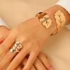 2-Piece Creative Metal Openwork Leaf Bangle & Ring Set for Women