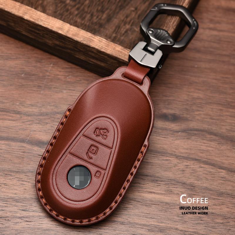 Genuine Leather Car Key Case Cover for Mercedes-Benz W203 W210 W211 Amg W204 C E S Cls Clk Cla Slk Classe Smart Car Keychain