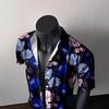 Japanese Tide Hong Kong Style Summer Short-Sleeved Flower Shirt Men'S And Women'S High-End Ruffian Handsome Hawaiian Beach Couple Loose Shirt