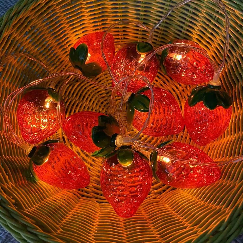 1,5 м 10-светодиодная гирлянда «Клубника» на батарейках, лампа для украшения спальни, постоянный свет