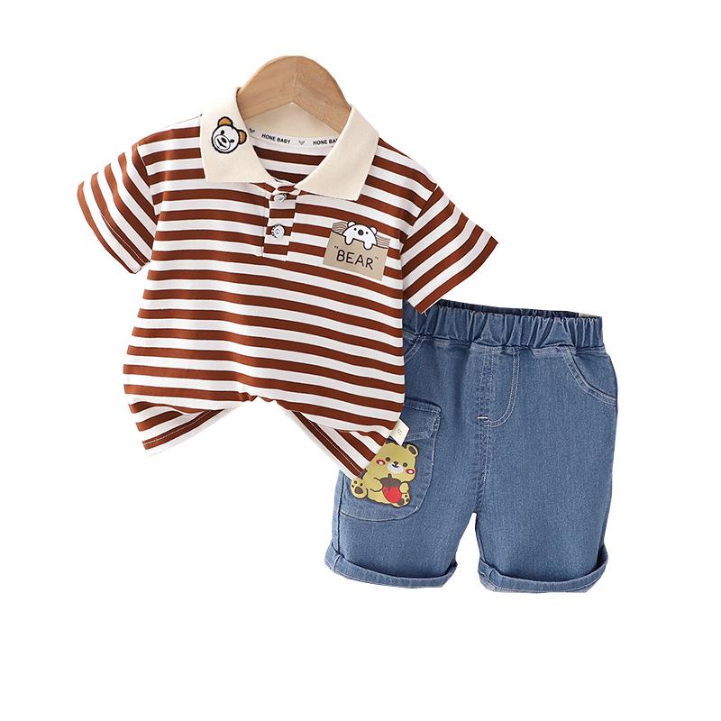 Летний комплект поло из двух предметов для мальчиков в корейском стиле 2023 г. — рубашка с коротким рукавом и шорты