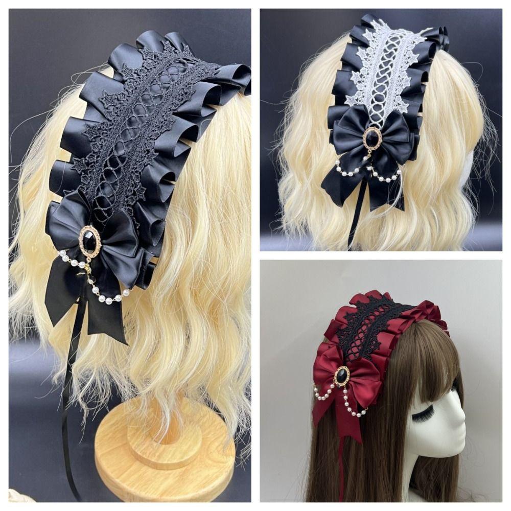 Multicolor Bowknot Ribbon Headwear Hair Accessories Sweet Hairband Lolita Lace Headband  Female