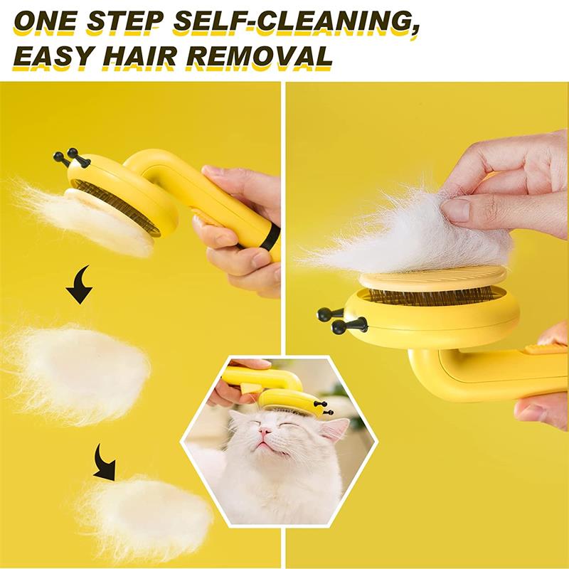 Массажная щетка для кошек и пчел, расческа для кошек, самоочищающаяся расческа для ухода за домашними животными, расческа для кошек, собак, удаляет подшерсток, спутанные волосы, аксессуары для домашних животных