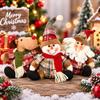 Button Accent Christmas Plaid Fabric Doll Plush Filled Plush Hanging Pendant  Christmas Party