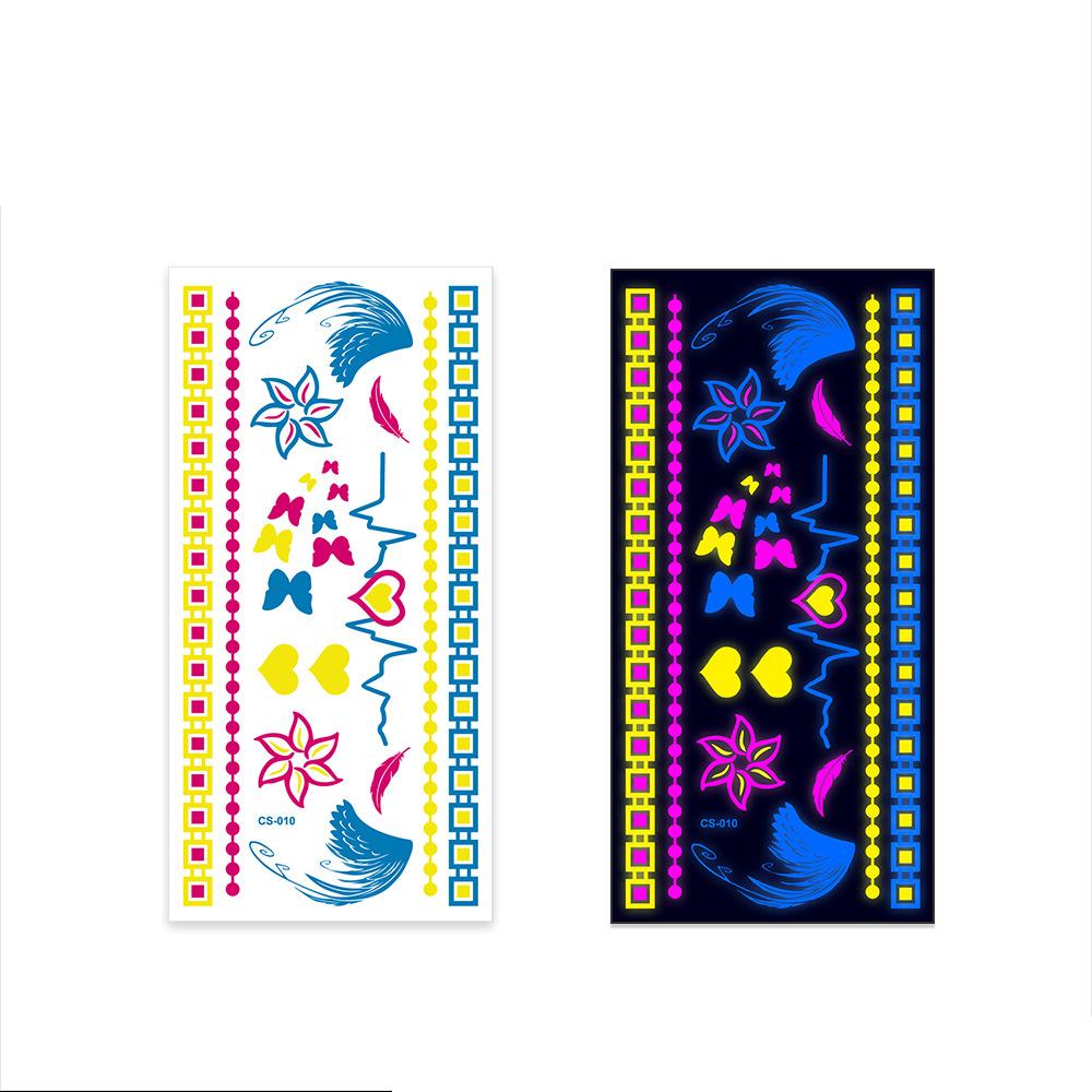 Halloween Fluorescent Stickers Funny Arm Ghost Face Waterproof Tattoo Stickers Women Men Party Supplies Masquerade Cosplay Props