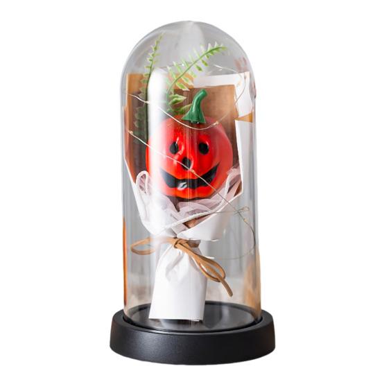 Pumpkin Dome Light LED Clear Cloche Pumpkin Night Light for Halloween Home Kitchen Tabletop Mantel Garden Poolside Decor