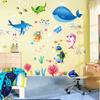Cartoon Underwater World Wall Stickers Kids Bedroom Bathroom Fish Decals Removable Art Murals PVC Wallpaper Decor