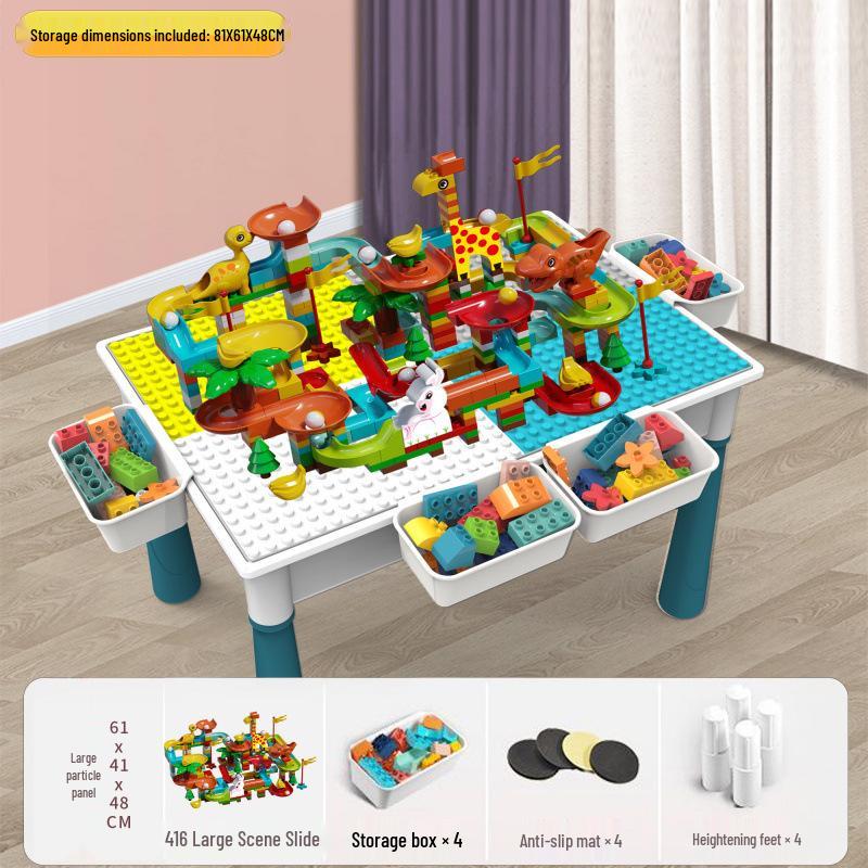 Large Particle Multifunctional Building Blocks Table for Early Education Games