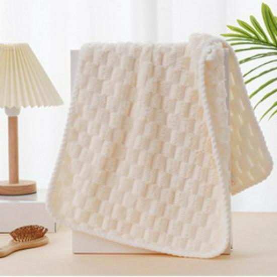 Мягкий коралловый флисовый набор банных полотенец в клетку Gaoyang - Впитывающий, Не линяет, Дизайн с золотой черепахой