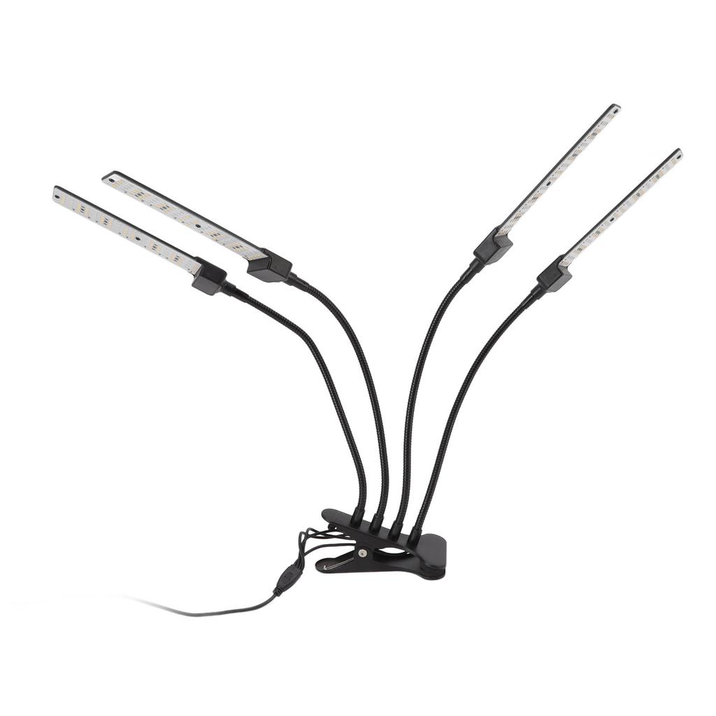 Светодиодный светильник для выращивания растений с 4 головками, гибким полным спектром освещения, 5-ступенчатой регулировкой яркости, зажимом для выращивания растений