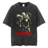 ONE PunchMan Manga Tshirt Saitama Graphic Print T Shirt Vintage Washed Oversized Cotton Tshirt Short Sleeve Tee Mens Clothing