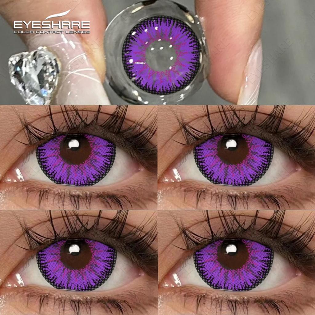 Eyeshare 2Pcs Color Contact Lenses Green Lenses Yearly Cosplay Blue Cosmetic Contacts Pink Lens Helloween Beauty Makeup Pupils