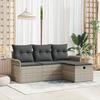 VidaXL 4-piece Garden Sofa Set with Light Grey Poly Rattan Cushions 3358851