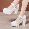Small Big Size 32-43 Block Heel Platform Shoes 2025 Fall Spring Med Heels Pumps Ladies Wedding Work Shoes for Office