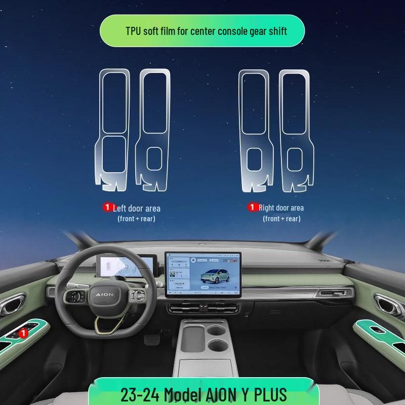 21-25 GAC AION Y Plus TPU Прозрачная пленка для интерьера для центральной консоли и дверных панелей