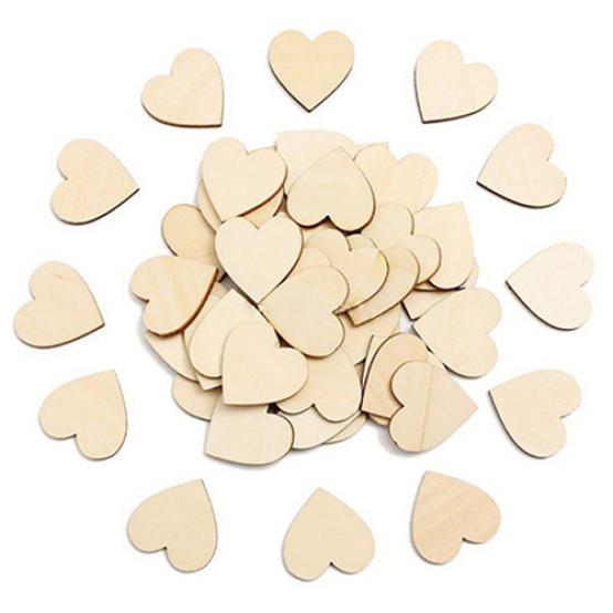 50 Pcs Wooden Love Heart Shape DIY Hanging Heart Plain Decoration Crafts AVE